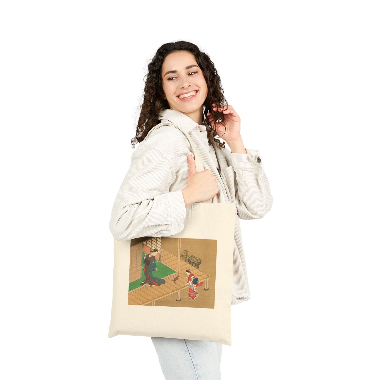 Courtesan and Attendant Playing with a Dog by Nishikawa Sukenobu (Tote)