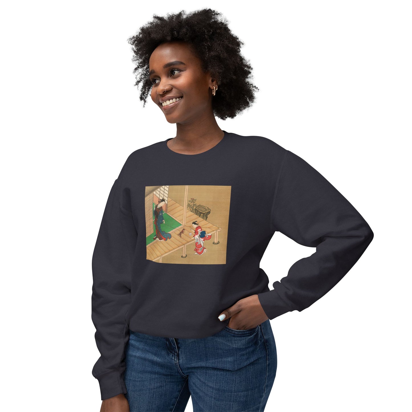 Courtesan and Attendant Playing with a Dog by Nishikawa Sukenobu (Sweatshirt)