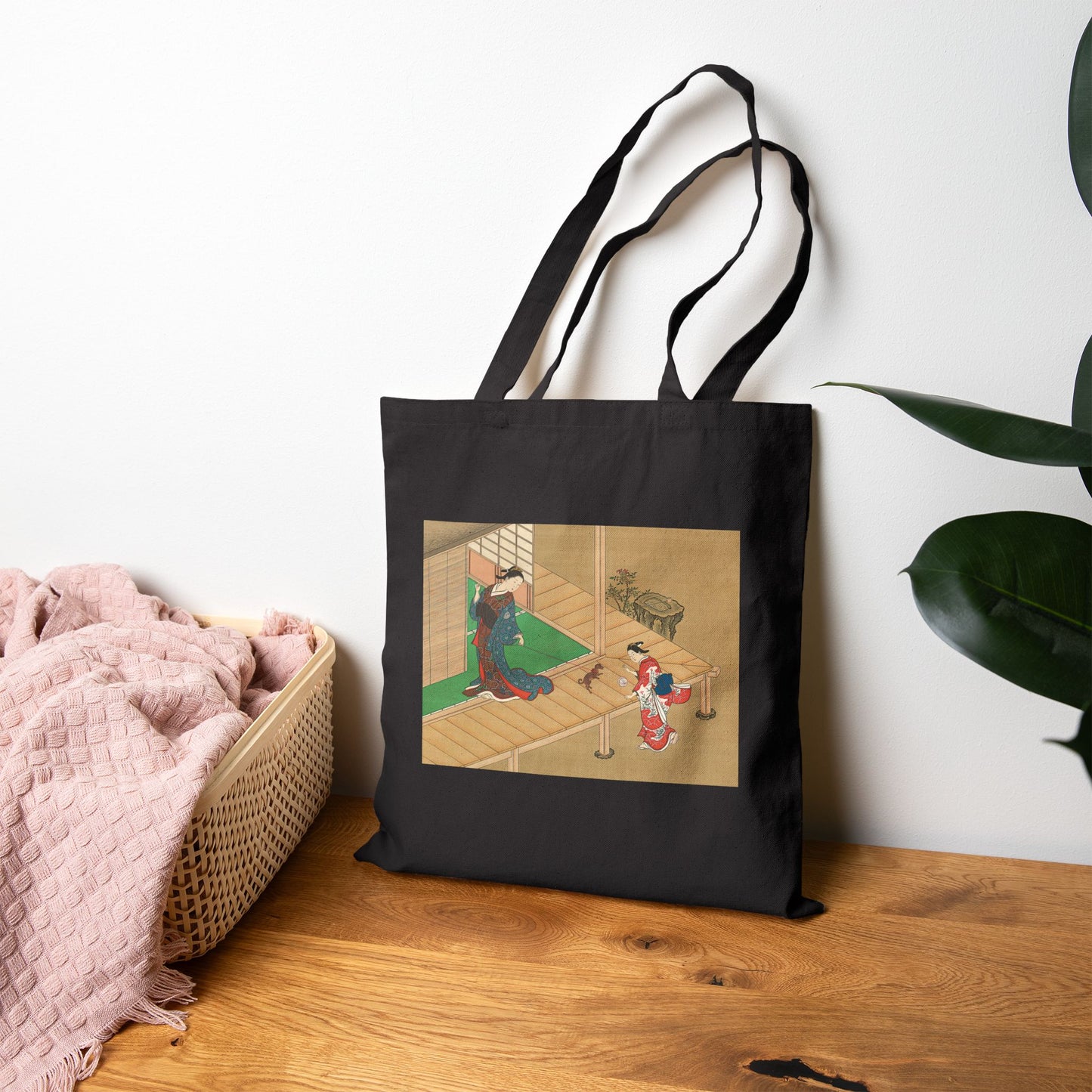 Courtesan and Attendant Playing with a Dog by Nishikawa Sukenobu (Tote)