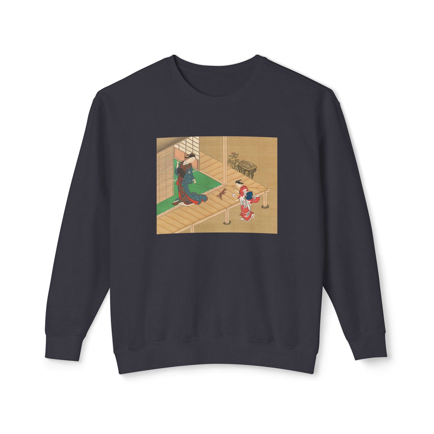 Courtesan and Attendant Playing with a Dog by Nishikawa Sukenobu (Sweatshirt)