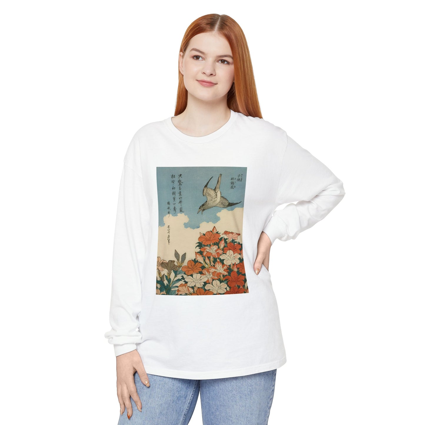 Cuckoo and Azaleas by Katsushika Hokusai (Long Sleeve)