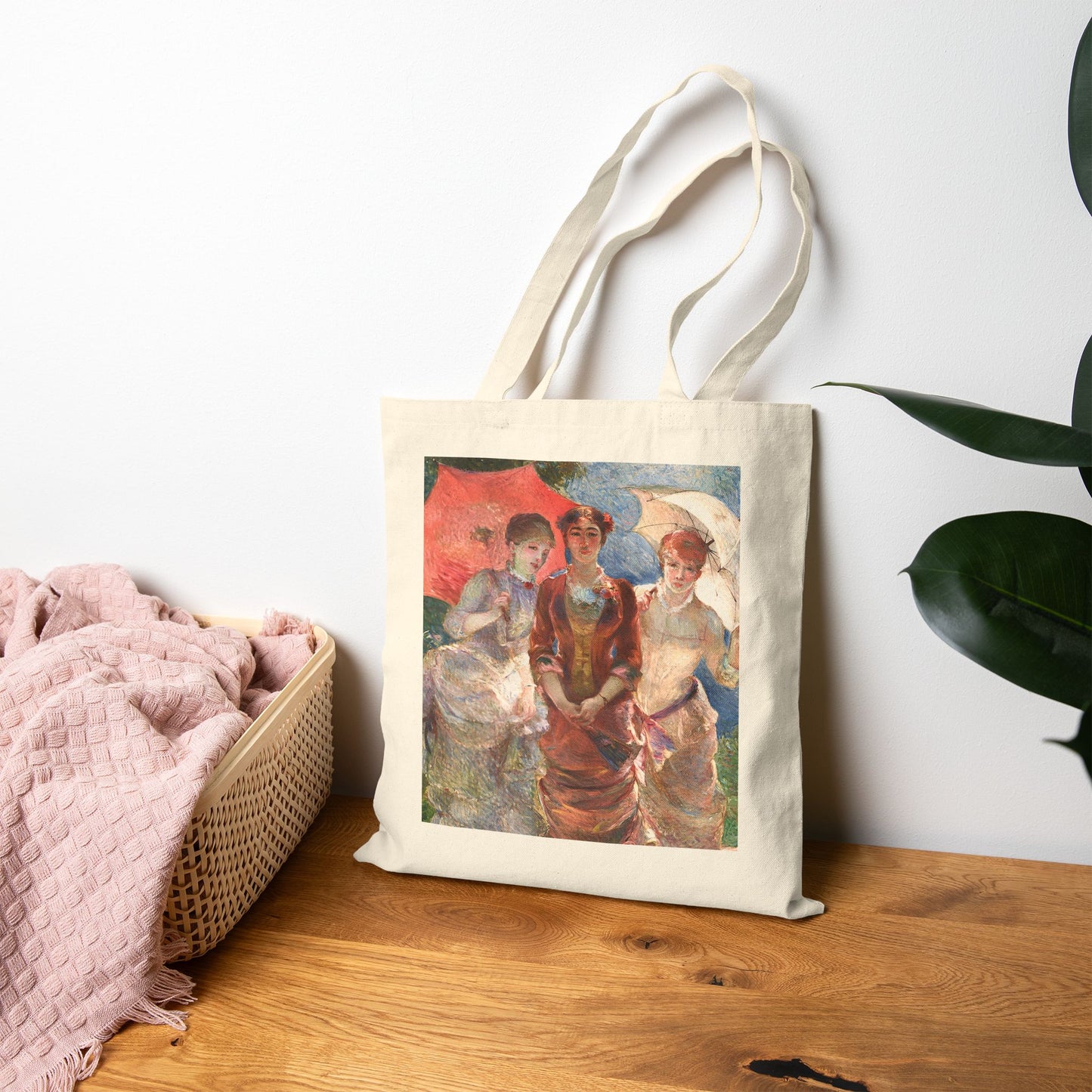 Three Women with Parasols by Marie Bracquemond (Tote)