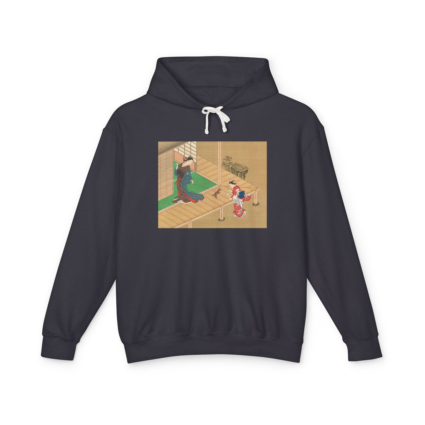Courtesan and Attendant Playing with a Dog by Nishikawa Sukenobu (Hoodie)