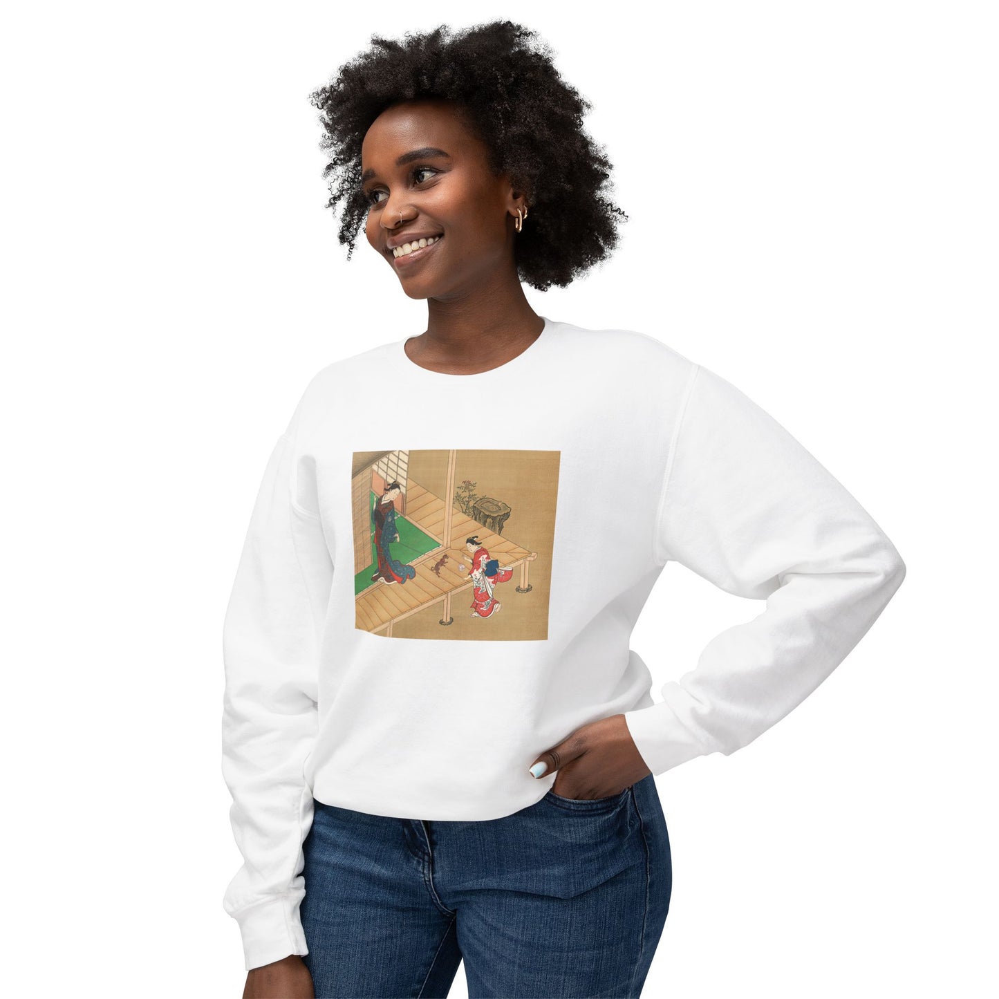 Courtesan and Attendant Playing with a Dog by Nishikawa Sukenobu (Sweatshirt)