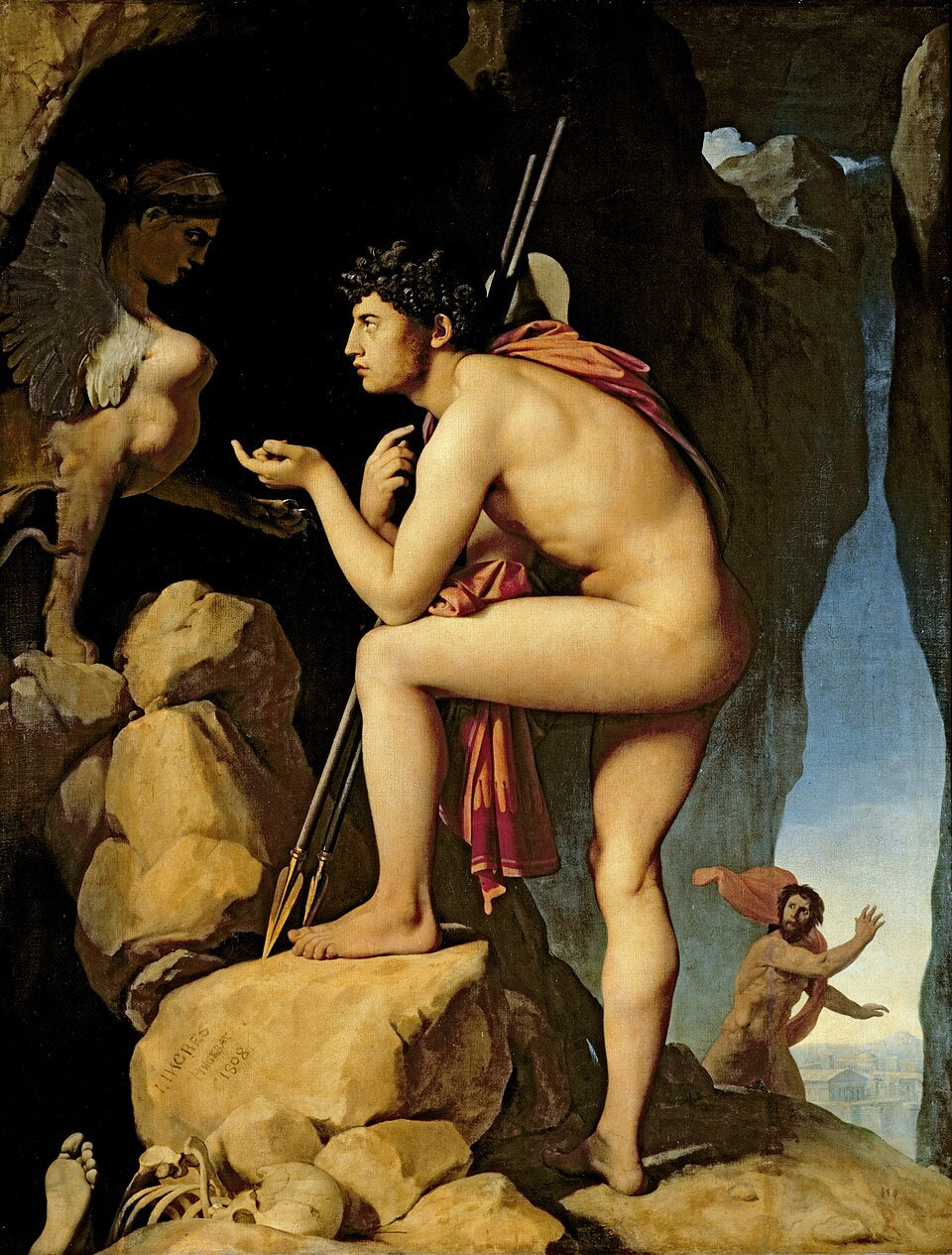 Oedipus and the Sphinx by Dominique Ingres (T-Shirt)