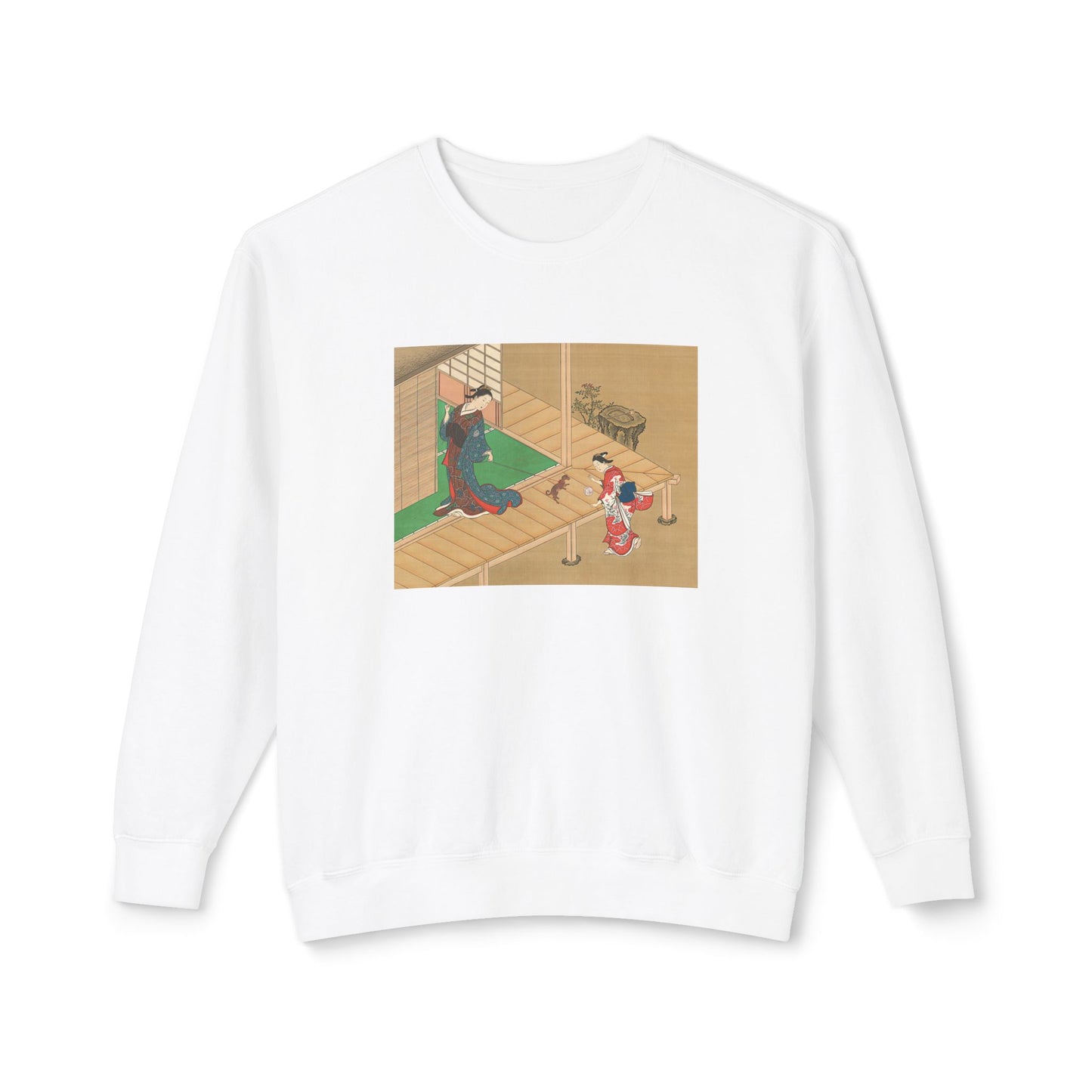 Courtesan and Attendant Playing with a Dog by Nishikawa Sukenobu (Sweatshirt)