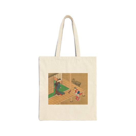Courtesan and Attendant Playing with a Dog by Nishikawa Sukenobu (Tote)