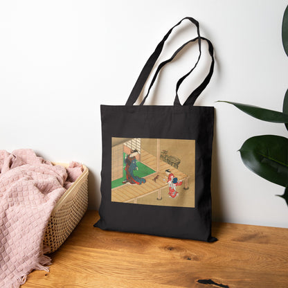 Courtesan and Attendant Playing with a Dog by Nishikawa Sukenobu (Tote)