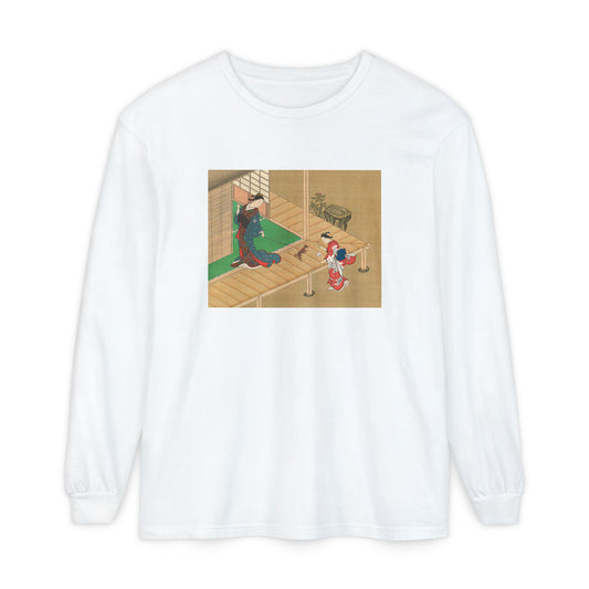 Courtesan and Attendant Playing with a Dog by Nishikawa Sukenobu (Long Sleeve)