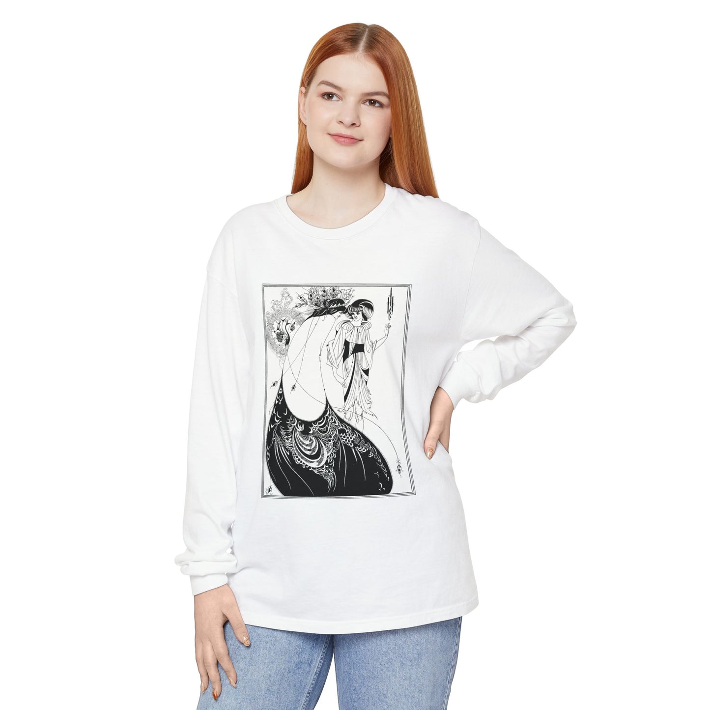 The Peacock Skirt by Aubrey Beardsley (Long Sleeve)