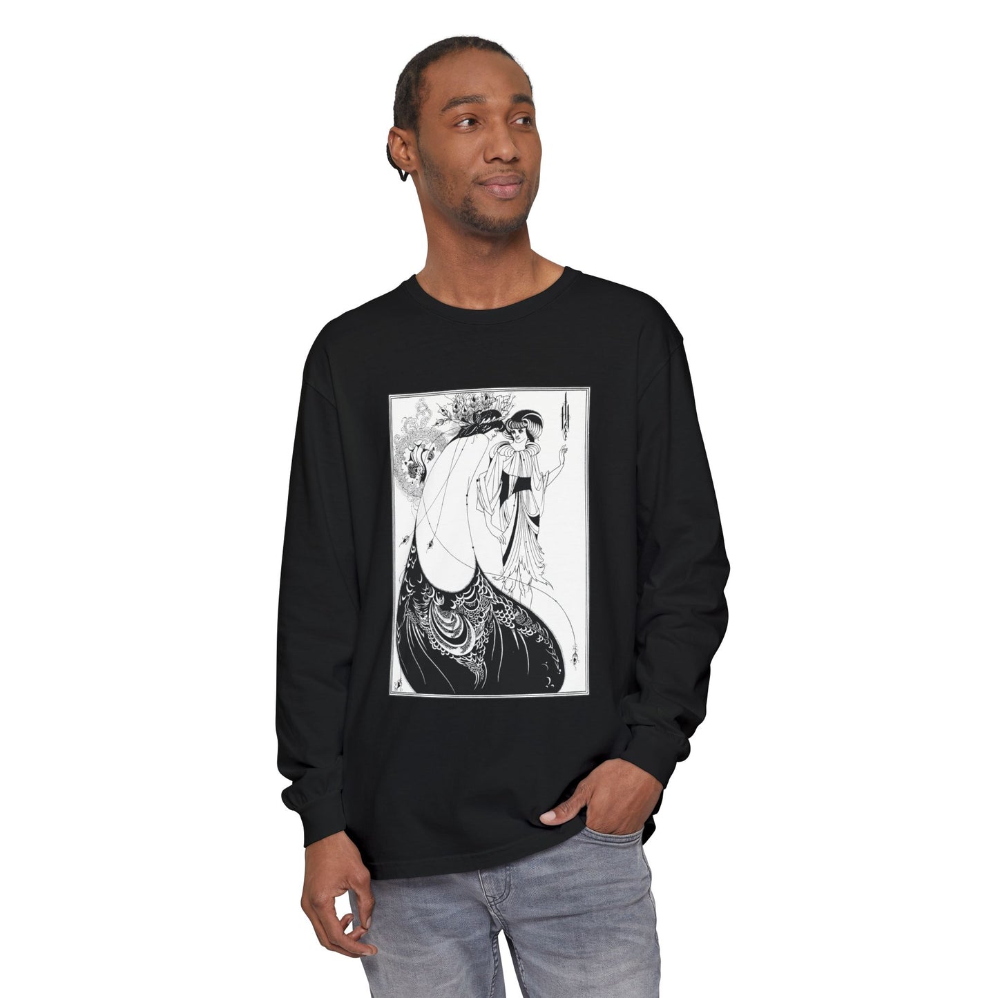 The Peacock Skirt by Aubrey Beardsley (Long Sleeve)