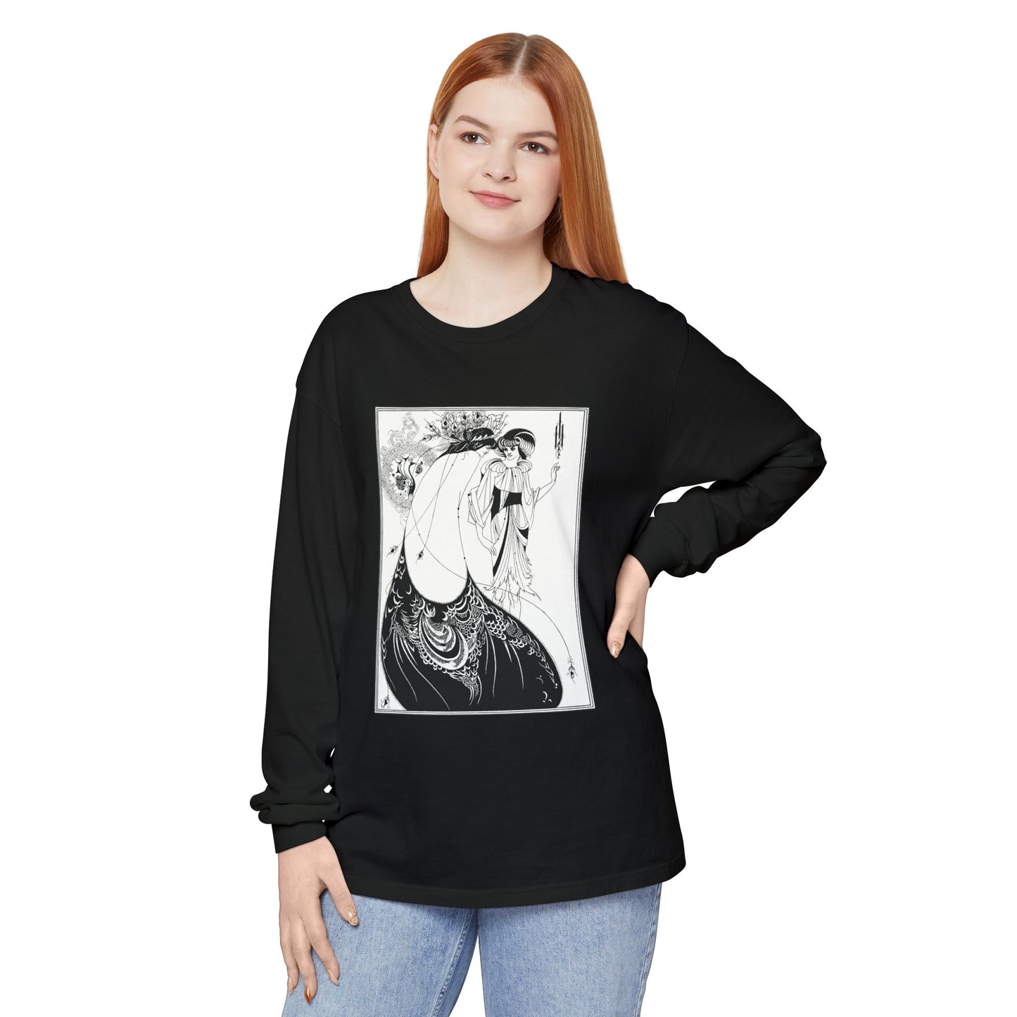 The Peacock Skirt by Aubrey Beardsley (Long Sleeve)