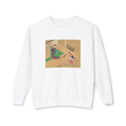 Courtesan and Attendant Playing with a Dog by Nishikawa Sukenobu (Sweatshirt)